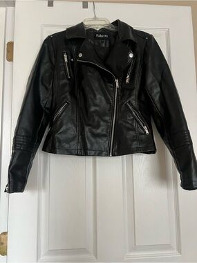 Women's Black Faux Leather Moto Jacket